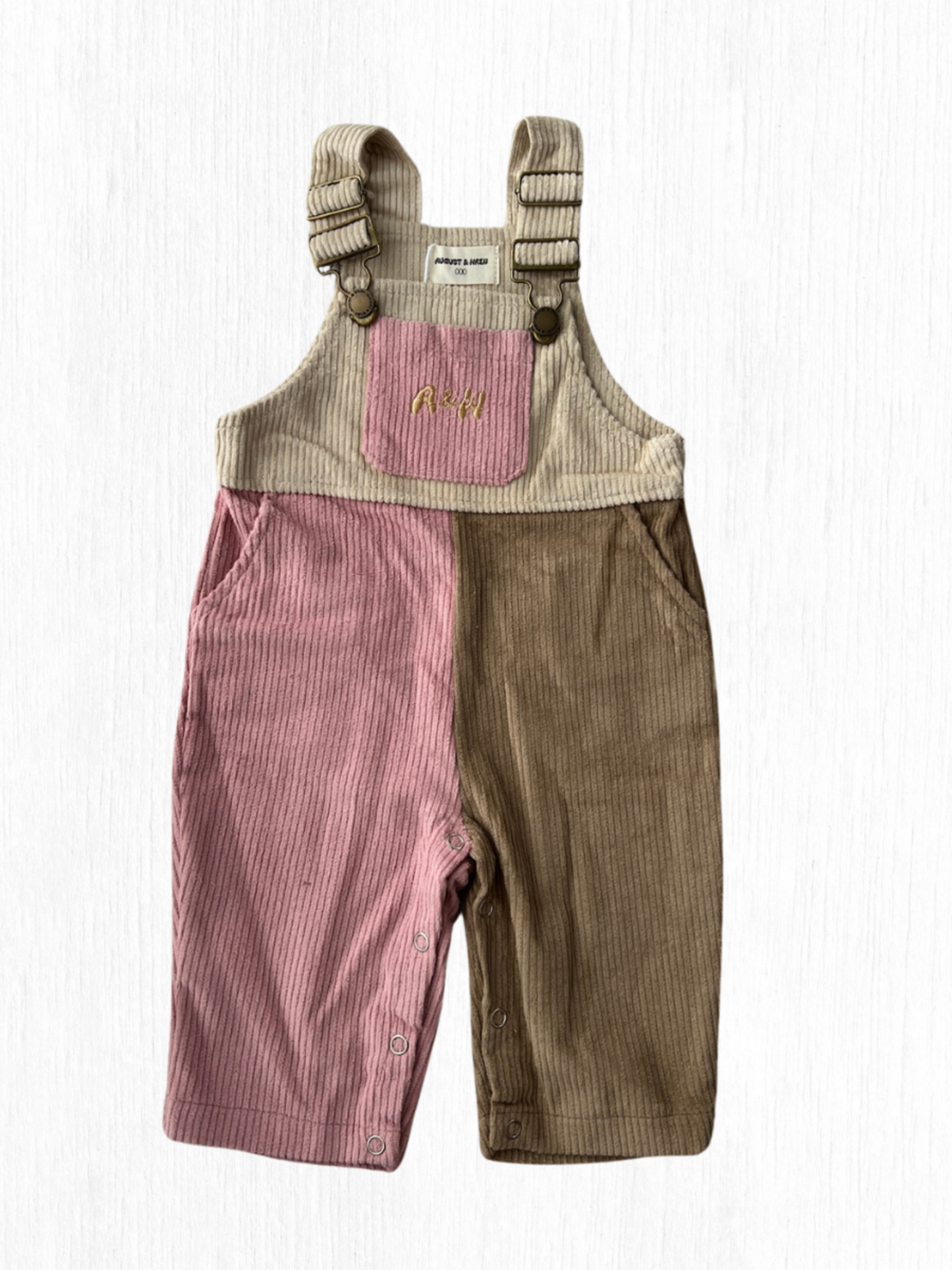 Colour Block Corduroy Overalls | Pink