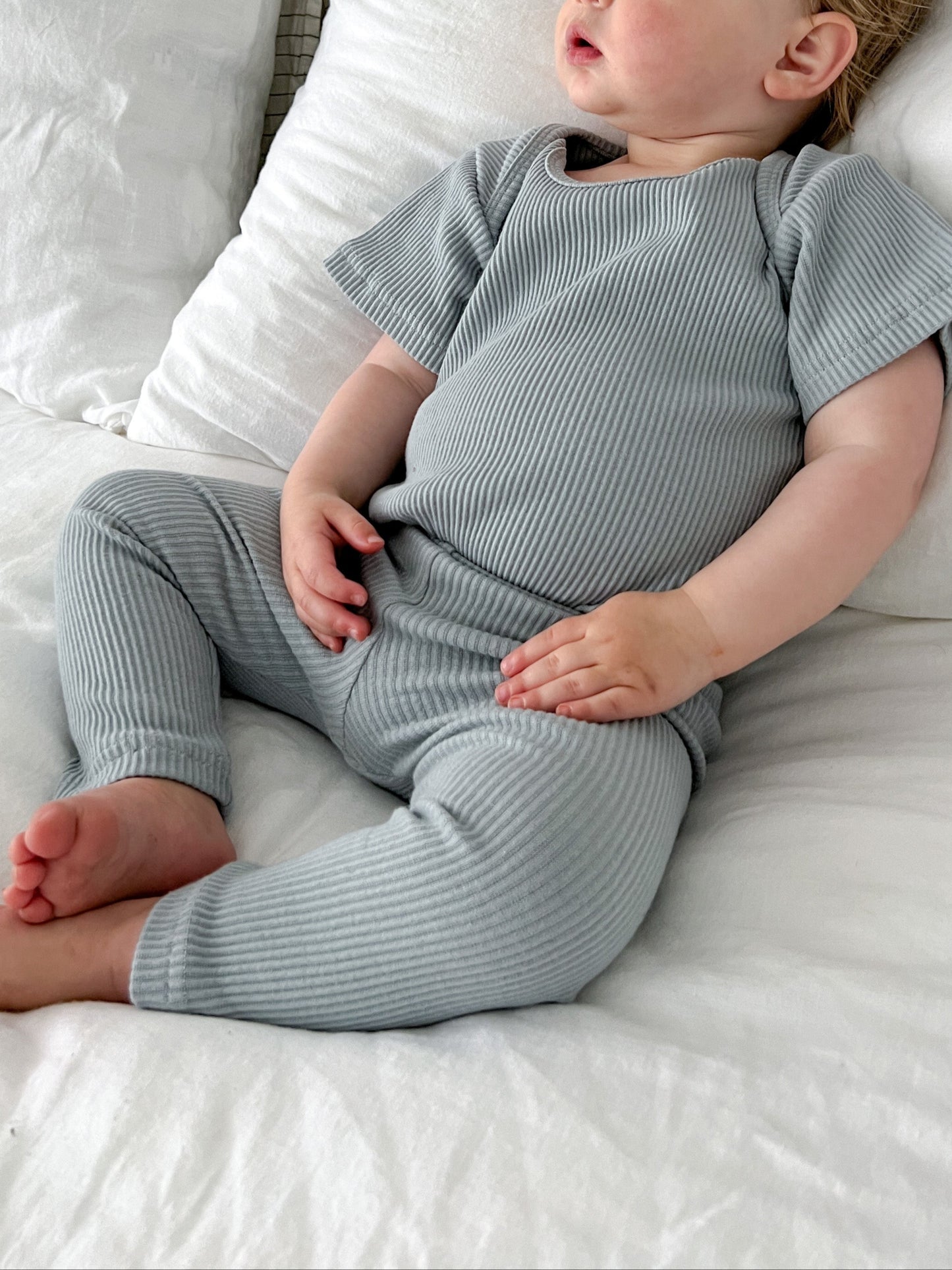 Essentials | Ribbed Leggings | Sky
