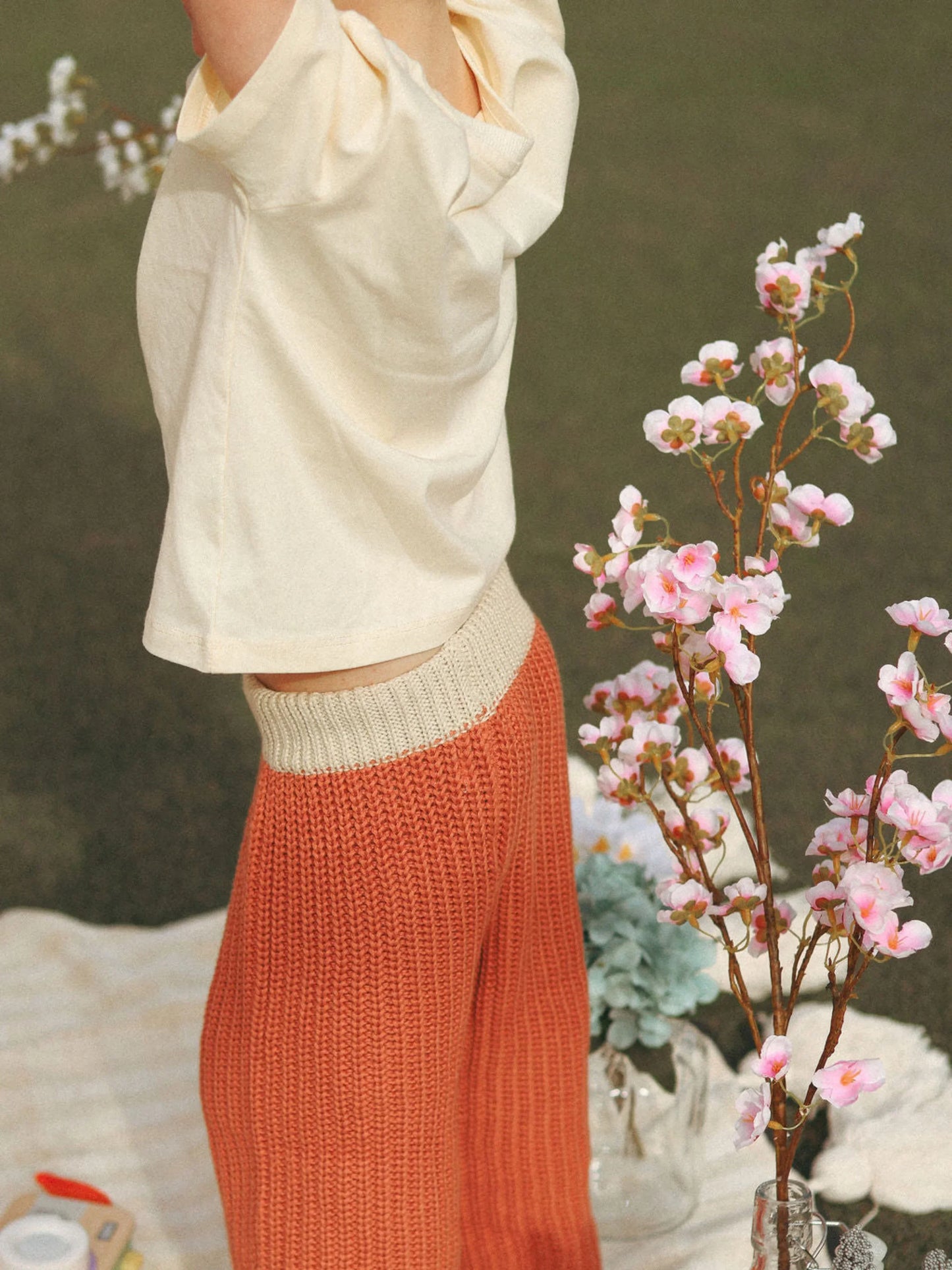 Chunky Knit Pants | Rust