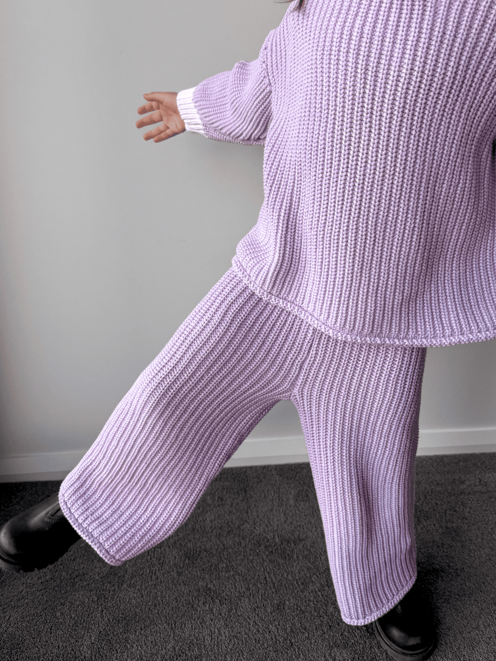Chunky Knit Pants | Lilac