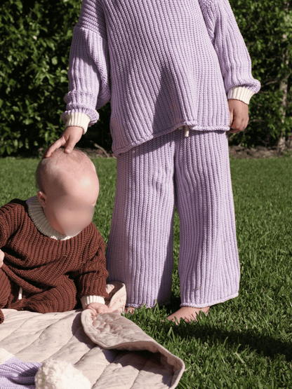 Chunky Knit Pants | Lilac