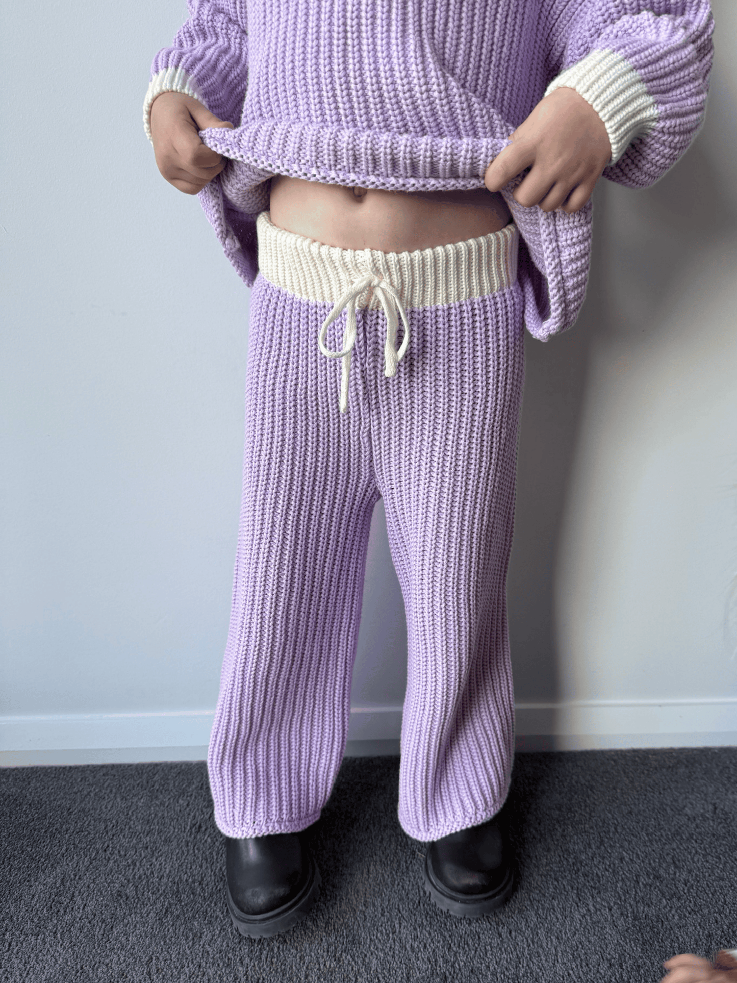 Chunky Knit Pants | Lilac