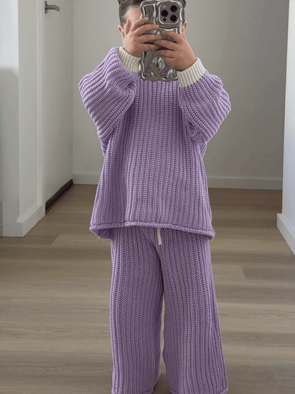 Chunky Knit Pants | Lilac