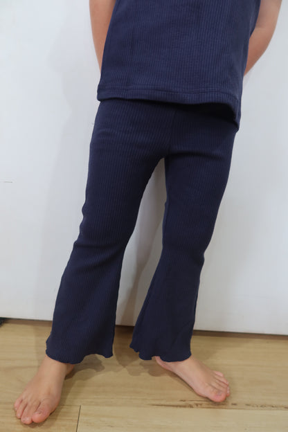 Essentials | Ribbed Flared Leggings | Navy