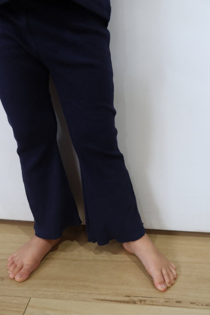 Essentials | Ribbed Flared Leggings | Navy