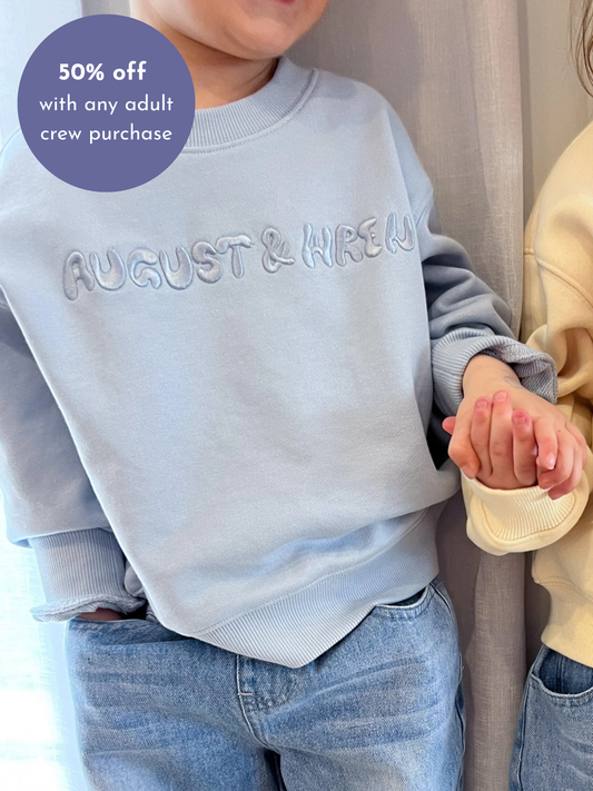 Organic Cotton French Terry Crew Neck | Kids | Blue