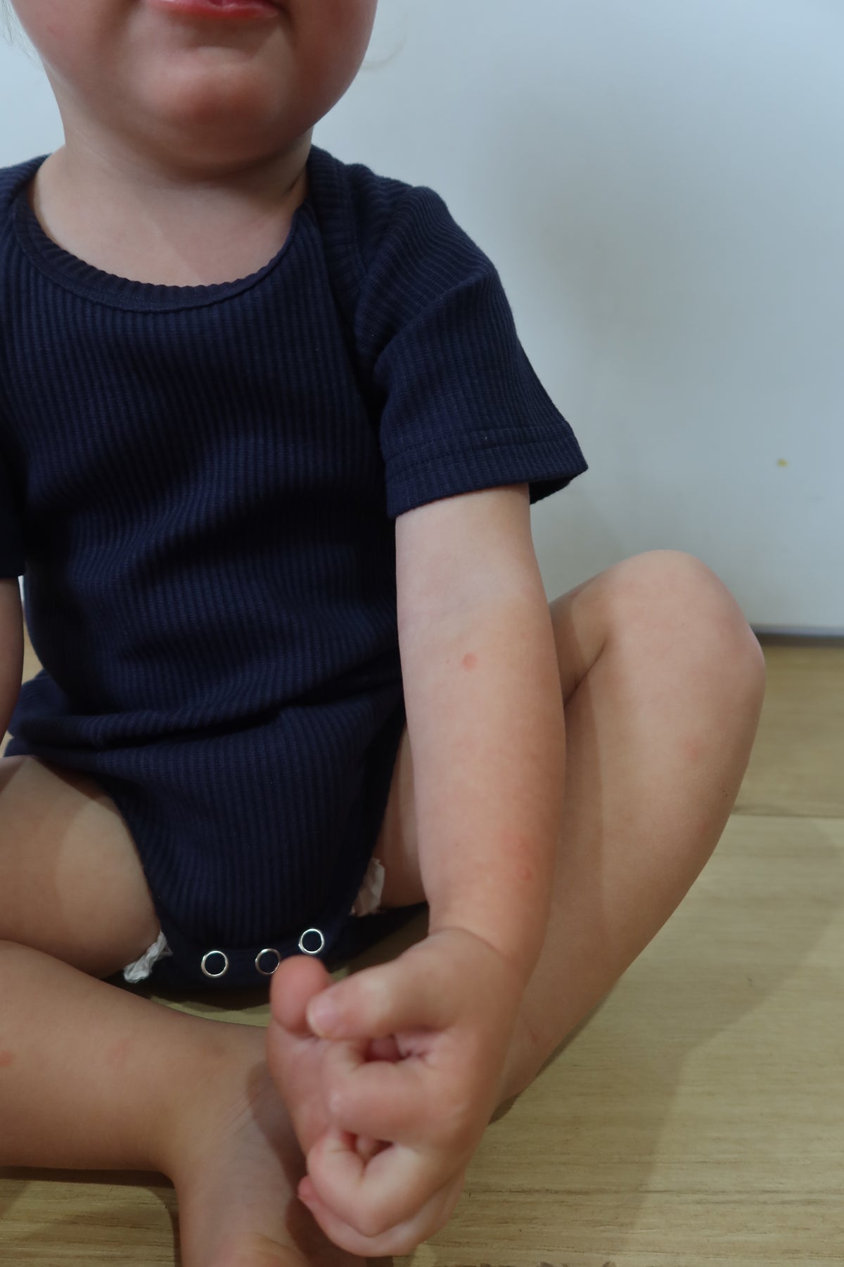 Essentials | Ribbed Short Sleeve Bodysuit | Navy