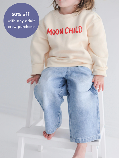 Moon Child Fleece Crew Neck | Kids | Cream