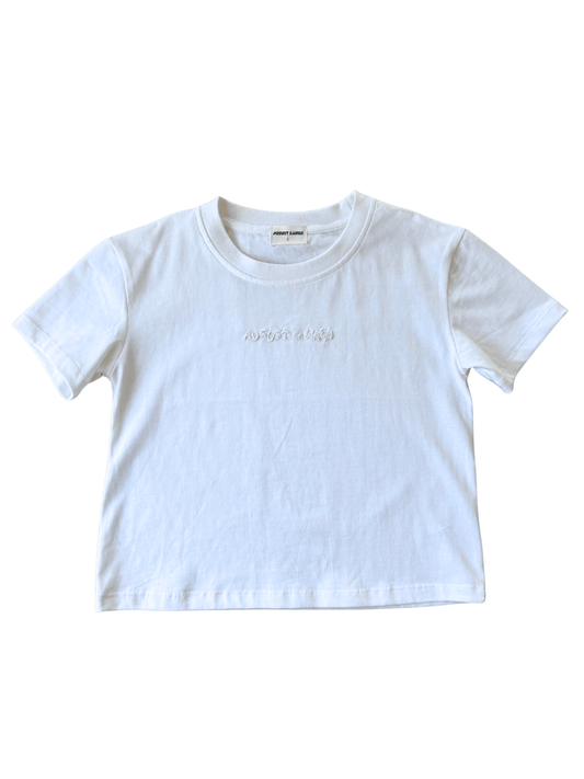 White Boxy Logo Tee