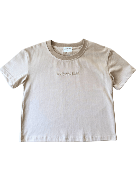 Sand Boxy Logo Tee