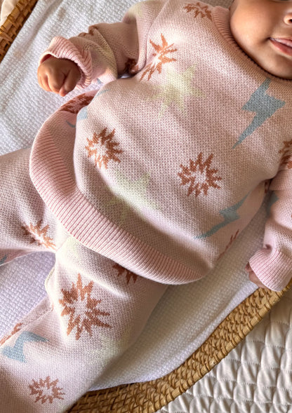 Leo Jacquard Knit Pants | Pink