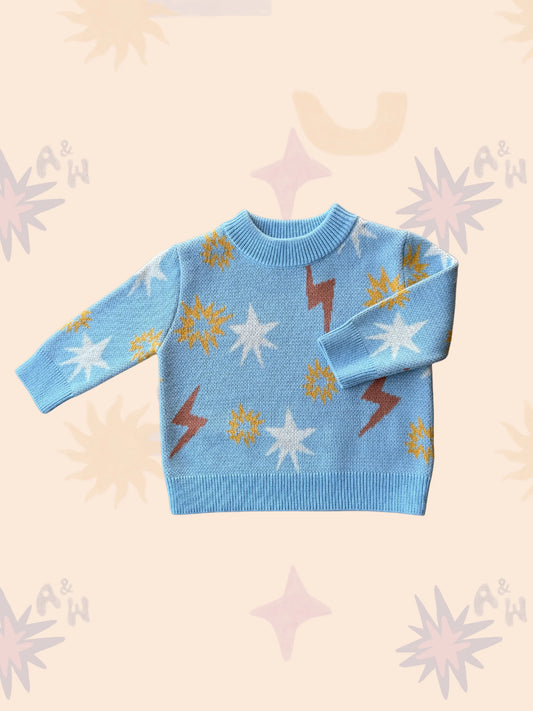 Leo Jacquard Knit Jumper | Blue