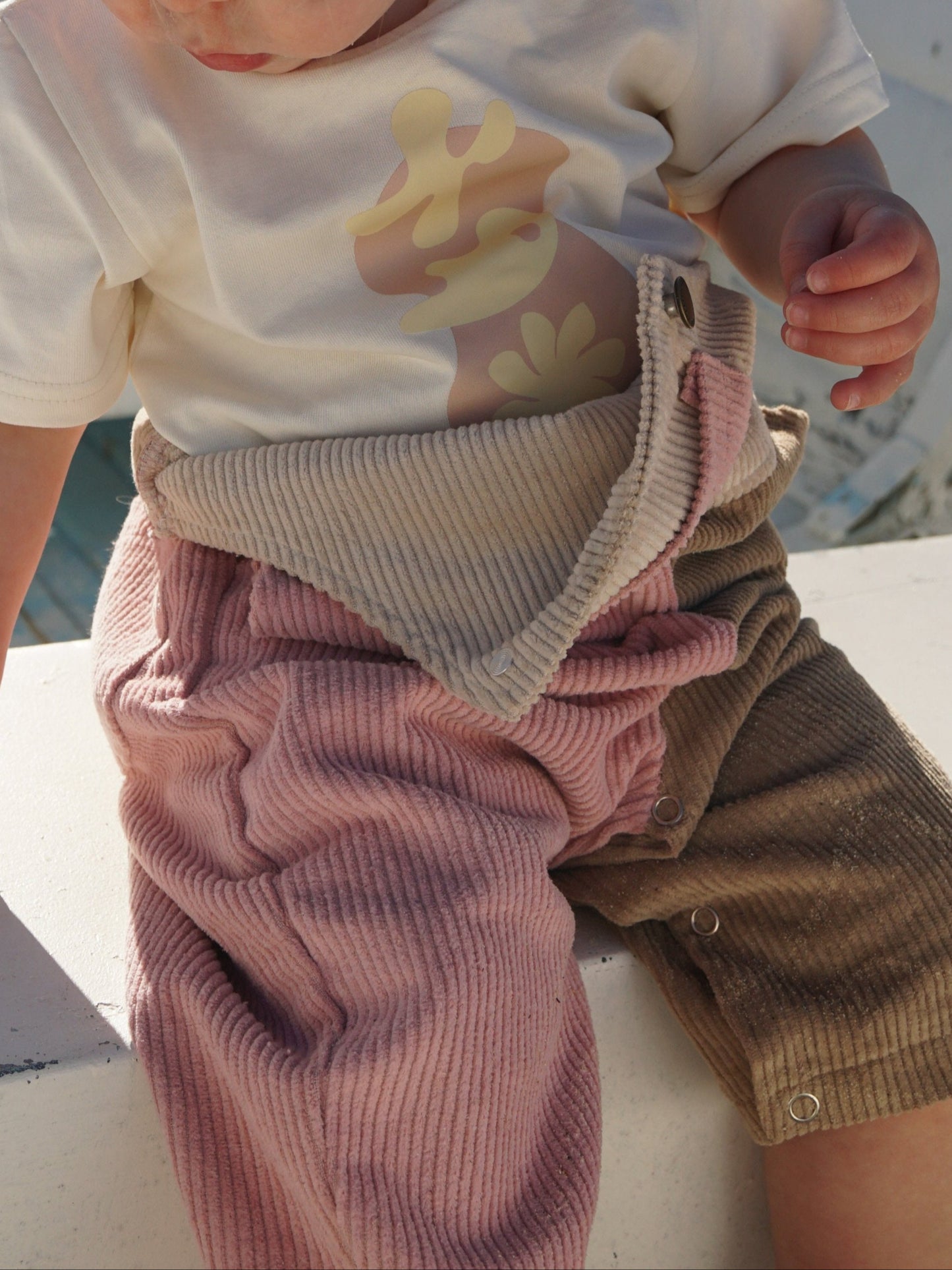 Colour Block Corduroy Overalls | Pink