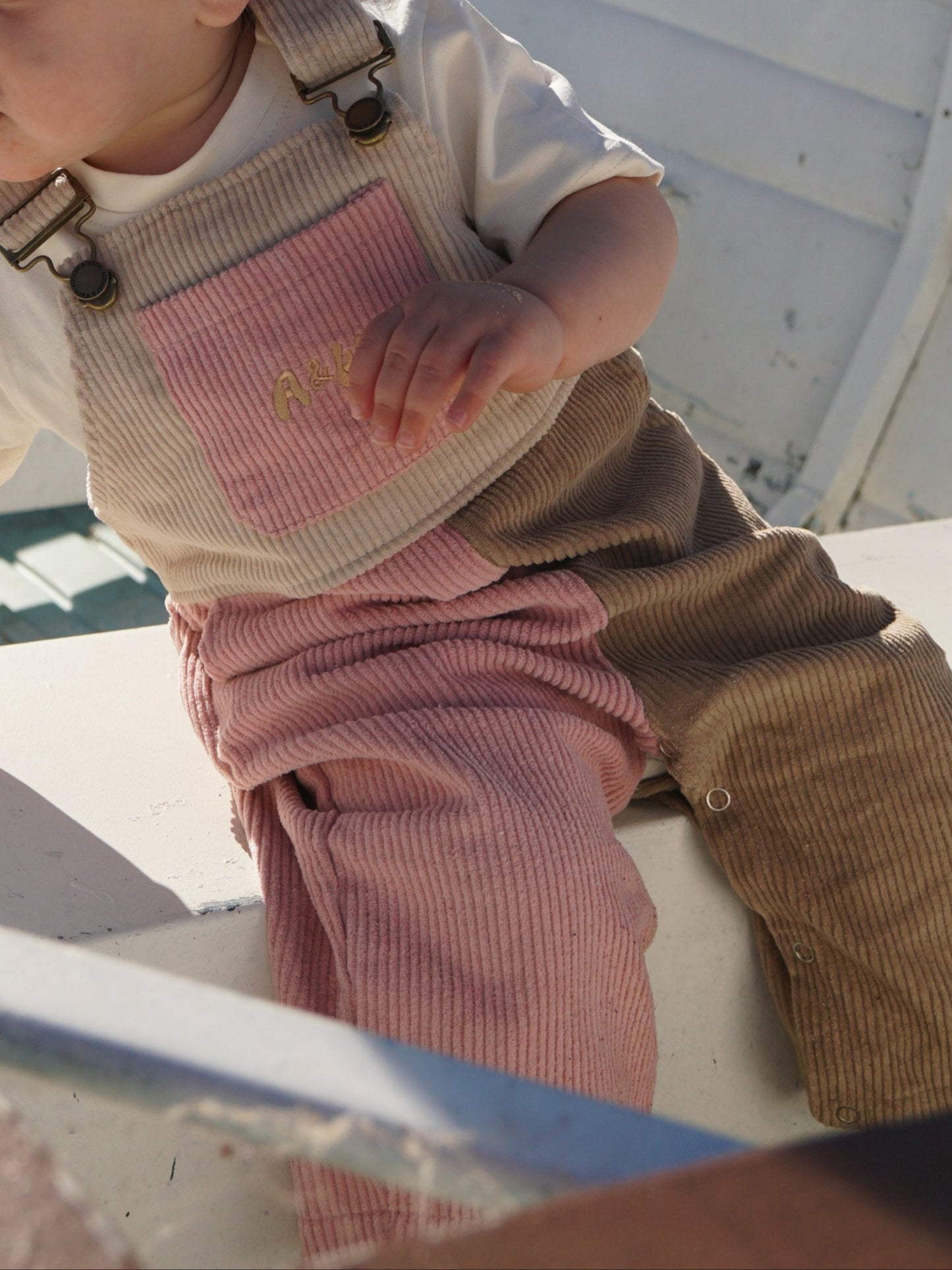 Colour Block Corduroy Overalls | Pink