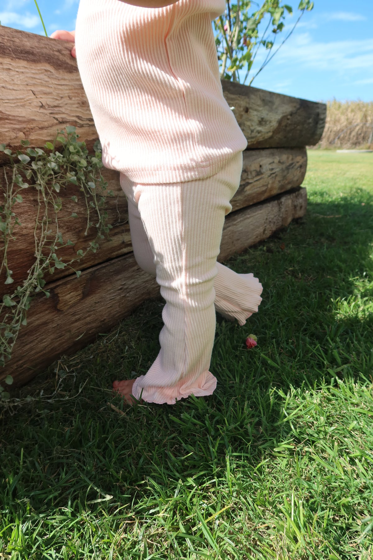 Essentials | Ribbed Flared Leggings | Baby Pink