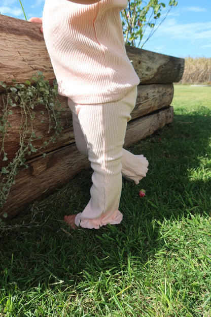 Essentials | Ribbed Flared Leggings | Baby Pink
