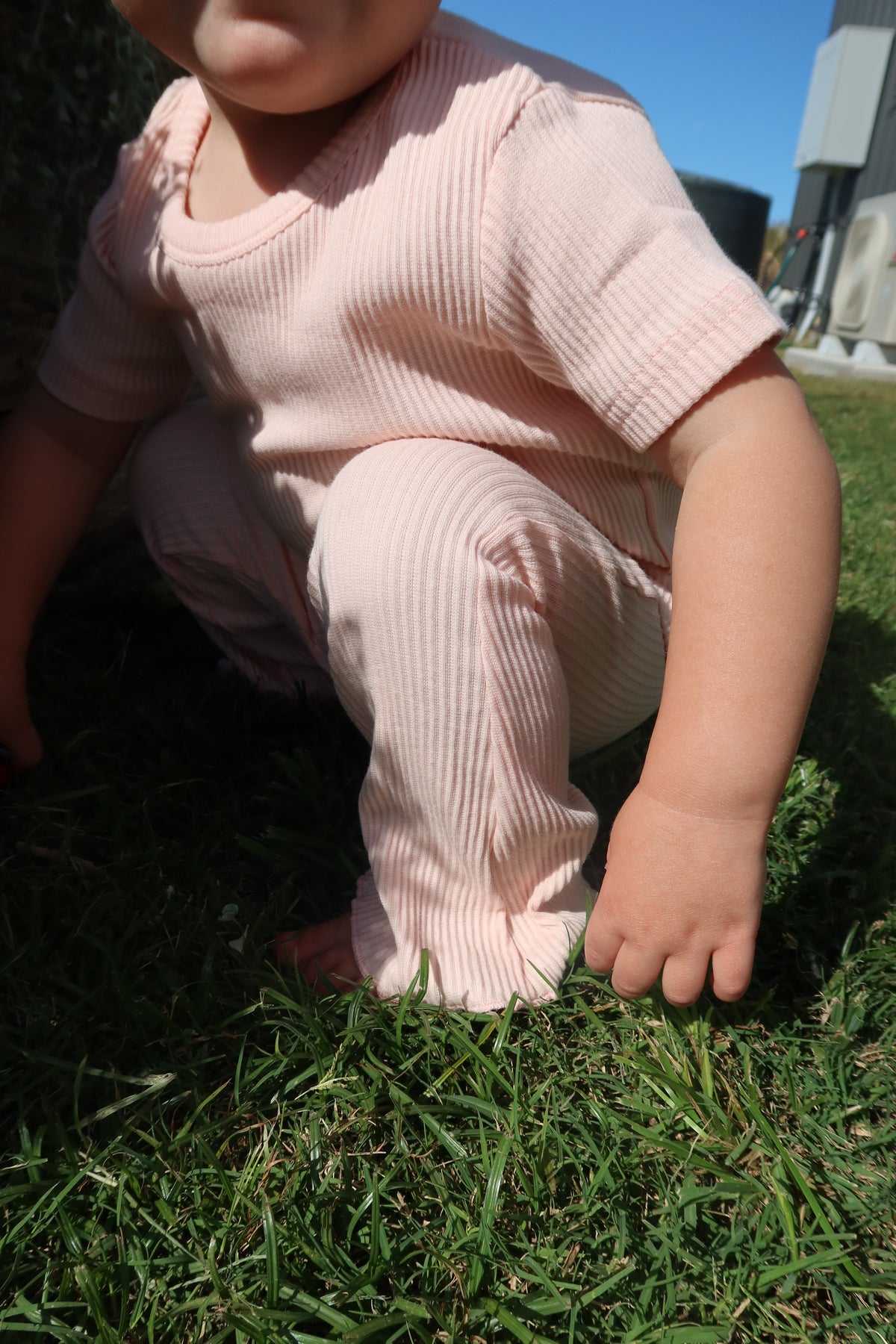 Essentials | Ribbed Flared Leggings | Baby Pink