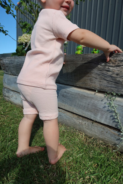 Essentials | Ribbed Bike Shorts | Baby Pink