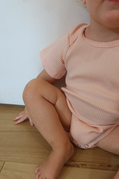 Essentials | Ribbed Short Sleeve Bodysuit | Baby Pink