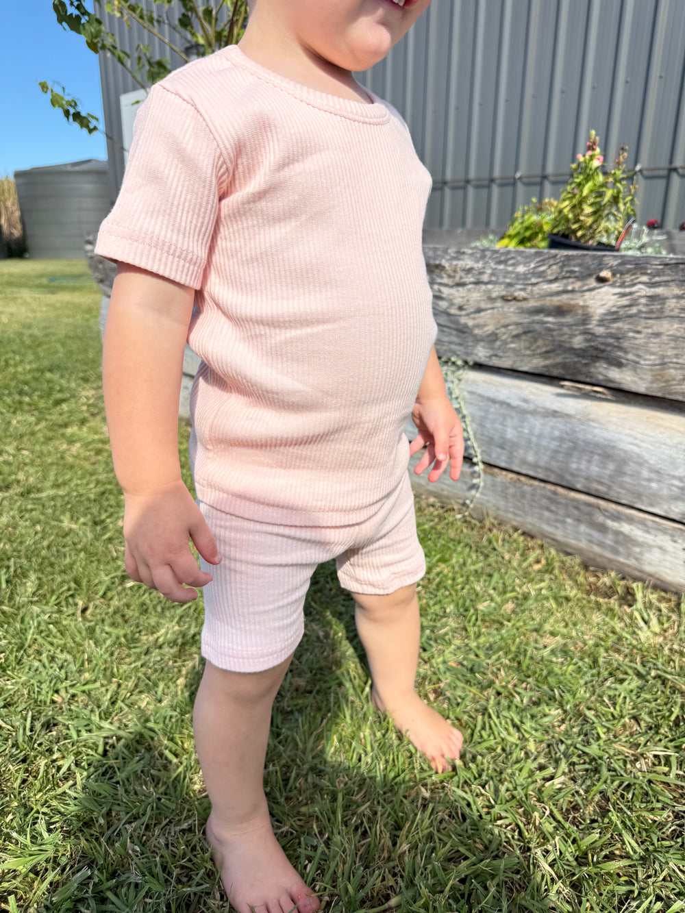 Essentials | Ribbed Short sleeve Tee | Baby Pink