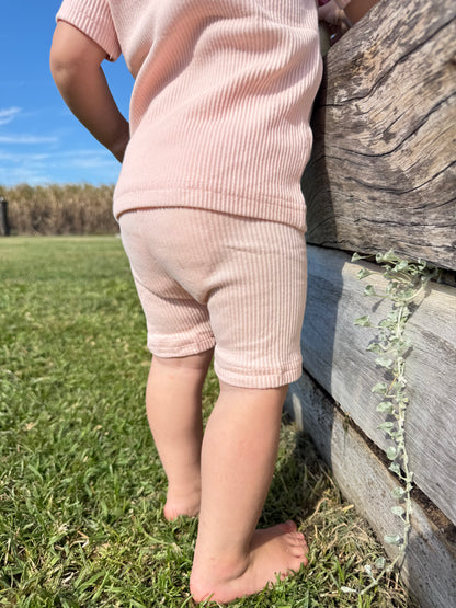 Essentials | Ribbed Bike Shorts | Baby Pink