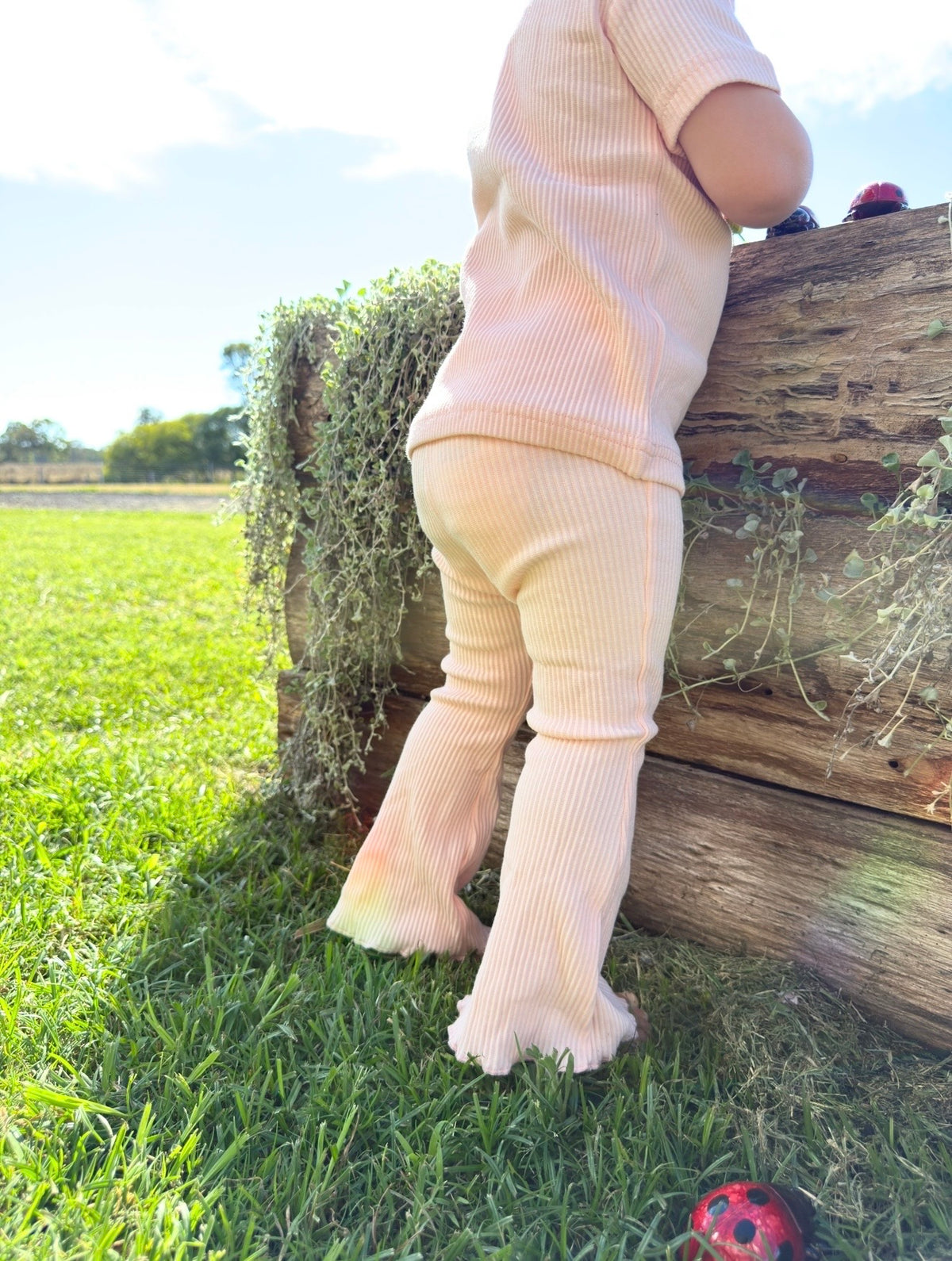 Essentials | Ribbed Flared Leggings | Baby Pink