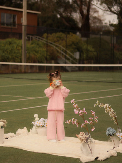 Chunky Knit Pants | Pink