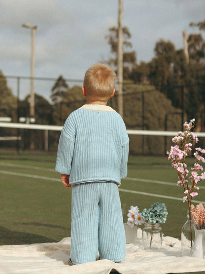 Chunky Knit Pants | Blue