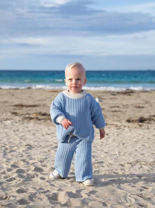 Splash Chunky Knit Jumper | Blue/Stone