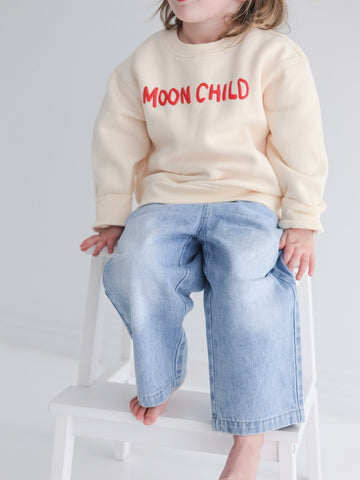 Moon Child Fleece Crew Neck | Kids | Cream